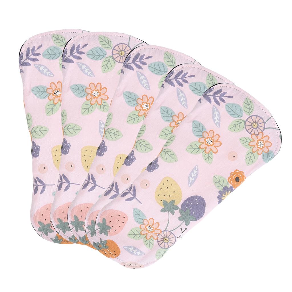 5pcs Washable Feminine Pad Multi Layers Waterproof Super Plus Absorbency Reusable Sanitary Pad for Travel L