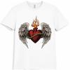 Flaming Heart T Shirt Angel Wings Tattoo Style Biker Gothic Graphic Tee