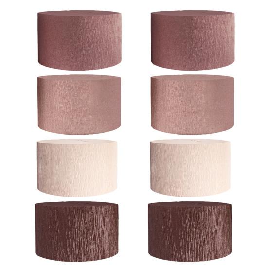 4/8 Rolls Crepe Paper Streamers 82ft Long Rose Gold Paper Tassel Streamers for Wedding Birthday Valentine's Day Birthday Baby Shower Decor