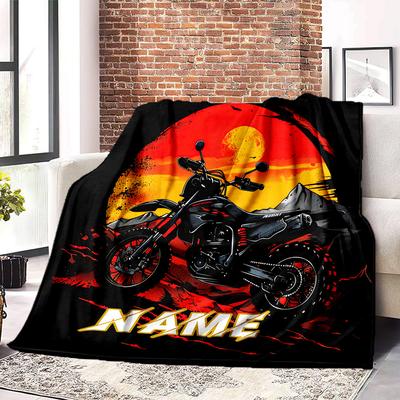 Sunset Motorcycle Home Customize Your Name Blankets Comfortable Soft Lightweight Allseason Multipurpose Blanket For Picnics Sofas Offices Beds Living