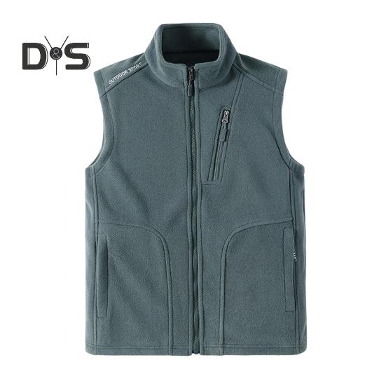 

Мужской флисовый жилет, стандартный крой, без рукавов, воротник-стойка, жилет, пальто с карманами на молнии, теплоизоляционный жилет, куртка L серый