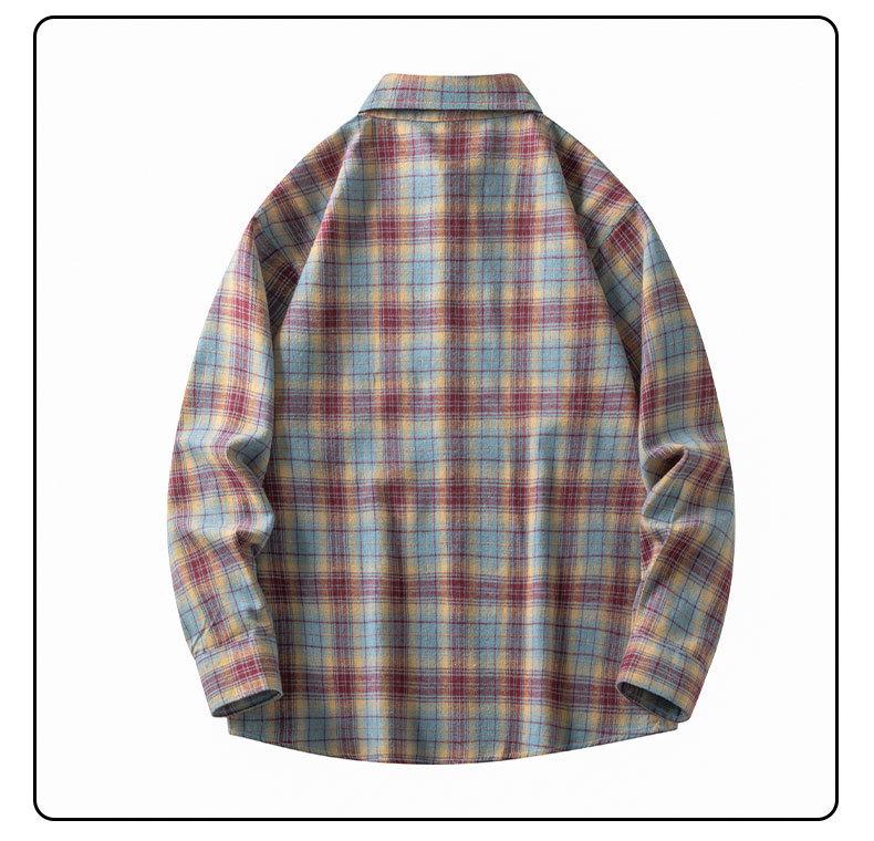 Men's Retro Plaid Long Sleeve Shirt - Casual Fashion Jacket for Autumn and Spring