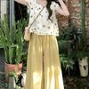 Women's Floral Short-Sleeve French Two-Piece: Age-Reducing, High-Waisted Wide-Leg Pants - Summer Style 2025