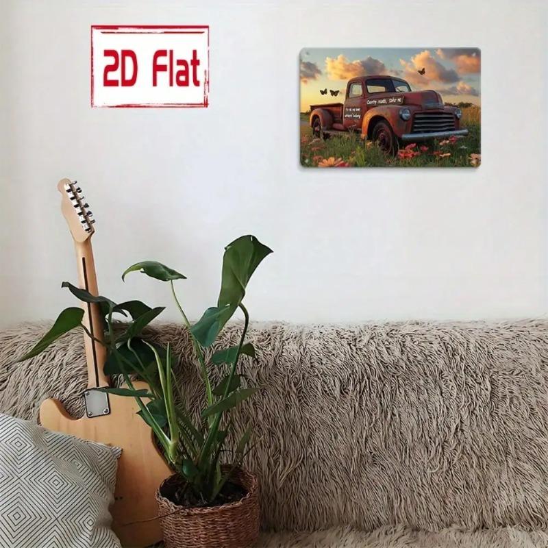 Vintage Pickup Truck Metal Tin Sign Retro Wall Decor Art 20x30cm