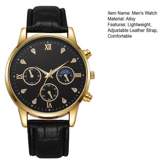 Men's Analog Quartz Watches Minimalist Three-Hand Watch Leather Strap Classic Business Watch for Fathers Husbands Gifts