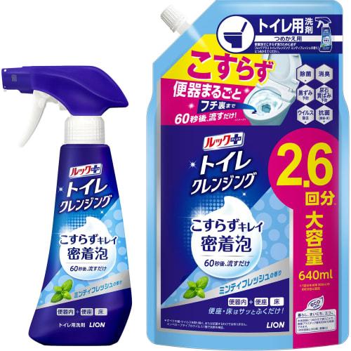 

Look Plus Toilet Cleansing, Minty Fresh Scent, Foam, Toilet Cleaner, 300ml Bottle + 640ml Refill, No-Scrub Cleaning Foam