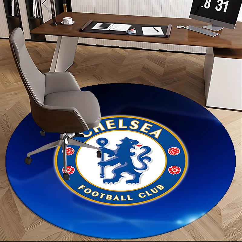 CHELSEA FOOTBALL CLUB LION PRINT Chair Mat Round Rug-Office Carpet, Machine Washable, Non-slip, Suitable for Living Rooms, Bedrooms, Entrywa