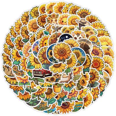 100 Adesivos Fofos de Grafite de Girassol de Vento Adesivos para Crianças Copo de Água Computador Adesivos Decorativos à Prova d'Água