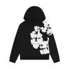 Mens Hooded Pullover Sweatshirt Cotton Floral Print Casual Streetwear
