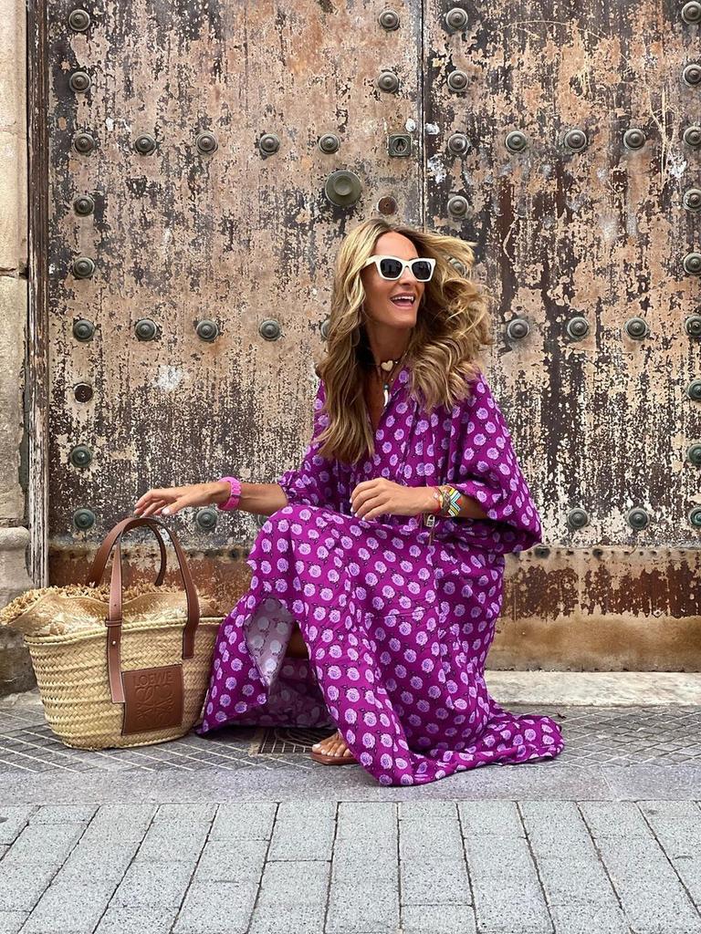 New Arrivals  Geometric Print Bubble Sleeve Dress Street Style Plus Size Women's Clothing