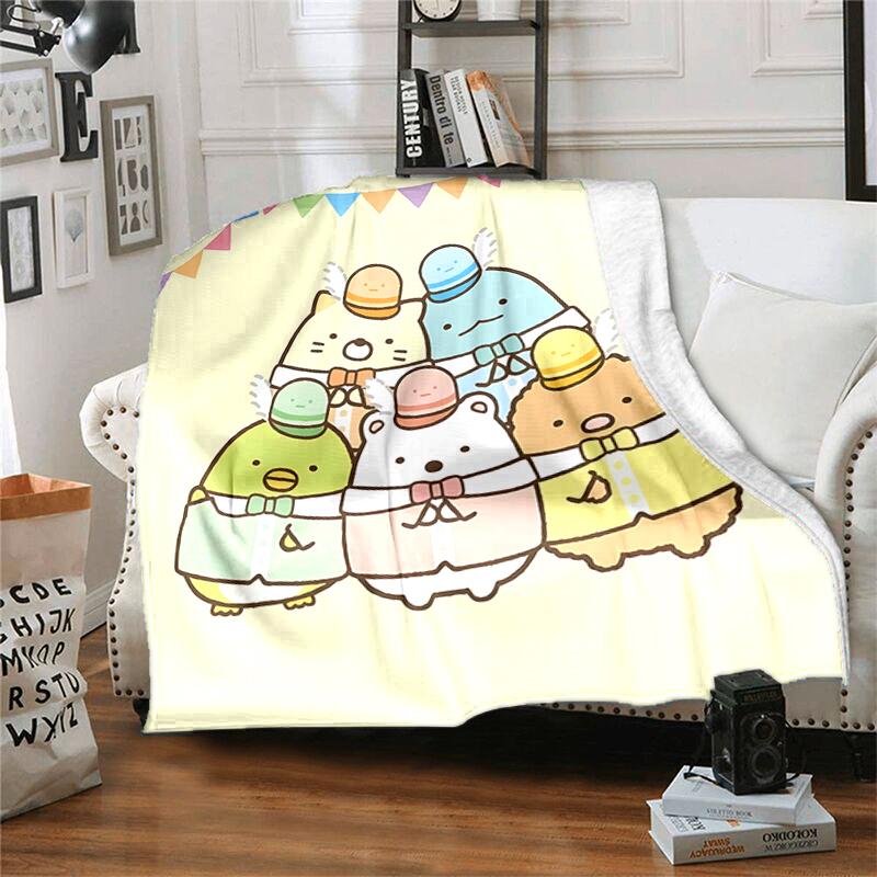 1pc Blanket Sumikko Gurashi Print Design, Lightweight Blanket for Sofa, Bed- Soft &Warm, Gift for All Seasons like Christmas, Halloween