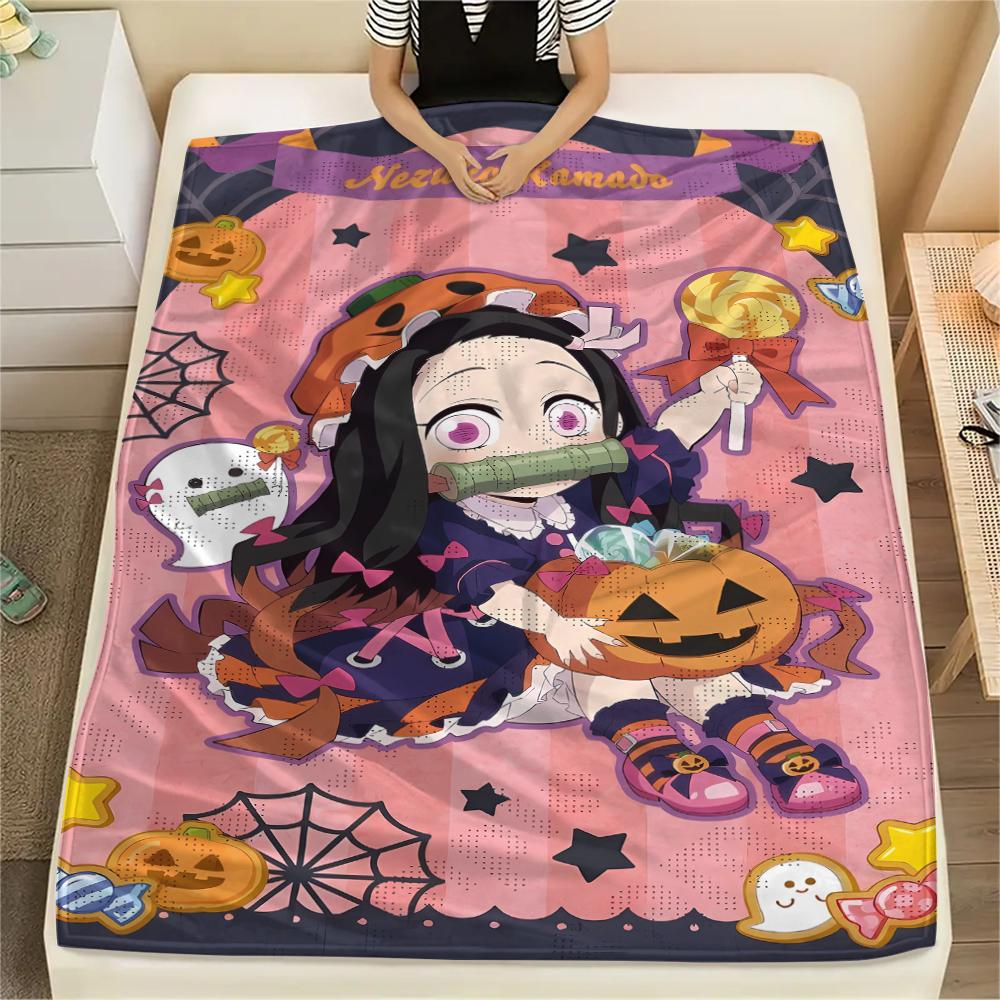1pz Coperta in Flanella con Stampa Demon Slayer, Alta Qualità, Per Tutte le Stagioni, Decorazione per la Casa, Calore e Comfort, Perfetta per Regali di Natale