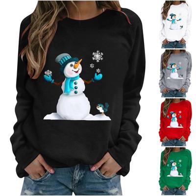 Langärmliges Sweatshirt mit Chirstmas-Print für Damen, lässiger Blusenpullover