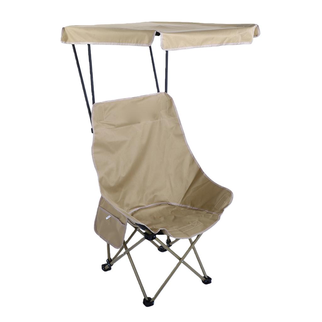 Sedia Pieghevole Portatile con Tettoia Leggera Schienale Alto per Pesca Campeggio Spiaggia