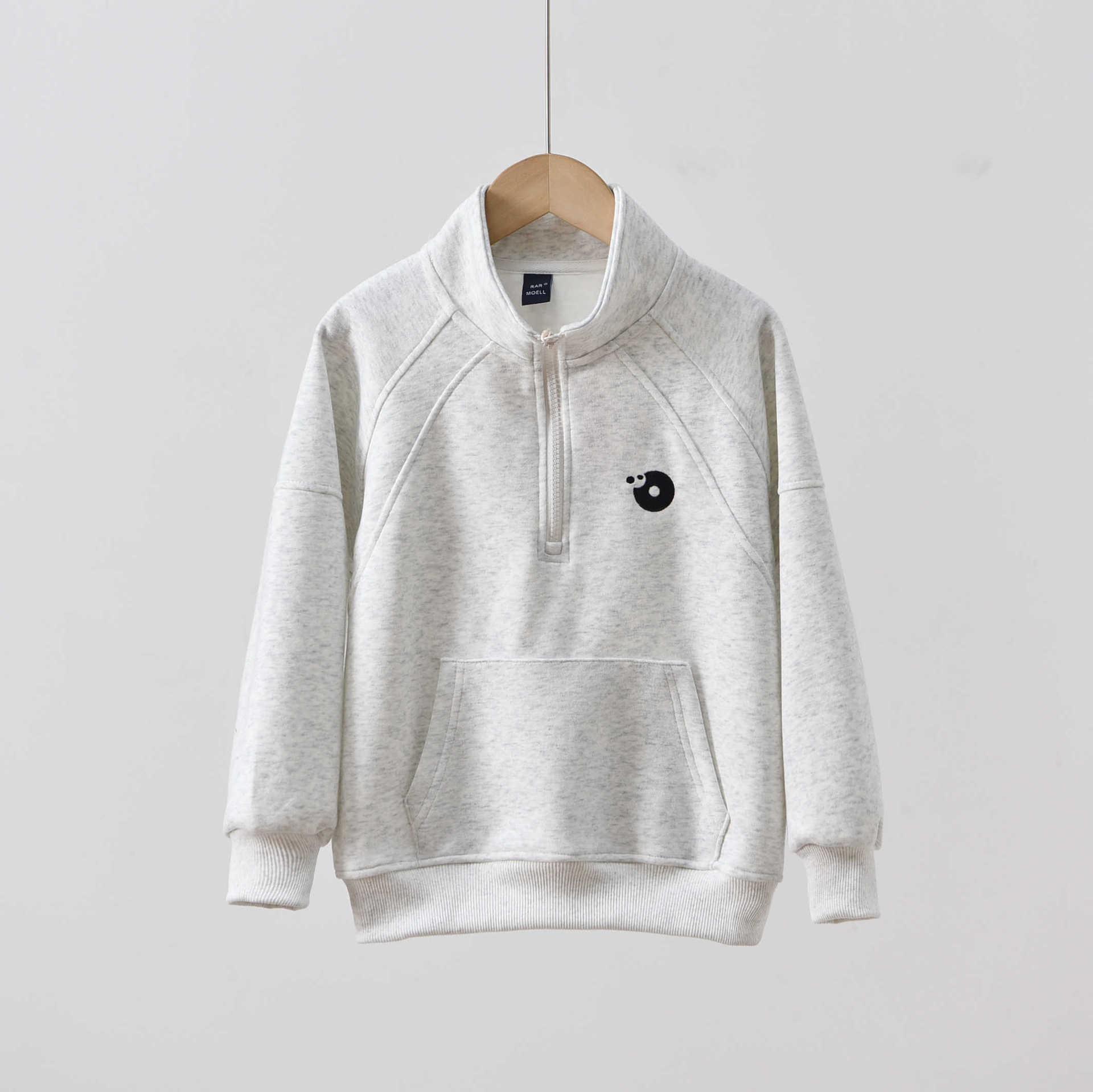 

Children s Autumn Half-Zip Raglan Sleeve Cotton Sweatshirt with Stand-Up Collar (Small/Medium) 130 білий/природний