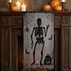 Halloween Türvorhang, Spitze Spinnennetz Kaminabdeckung, Gruseliges Skelett Hexe Fledermaus Druck Fenster Tür Vorhänge für Haus Innen Party Dekoration