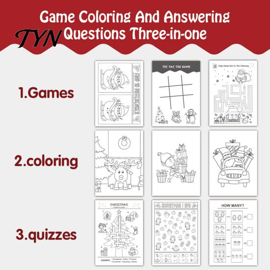 Thick Paper Coloring Book for Markers 8PCS Christmas Themed Book, Educational Activities Thickened Stocking Stuffers Kids Craft Supplies,