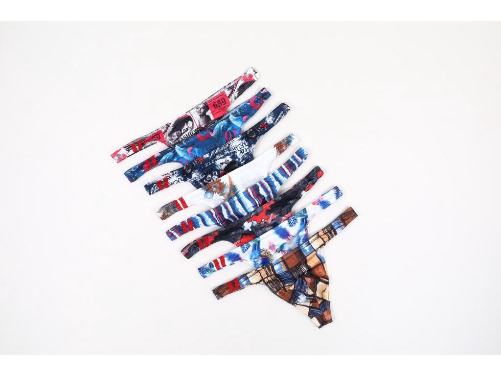 European & American Cartoon Print Low-Rise Men's Moisture-Wicking Thong E071