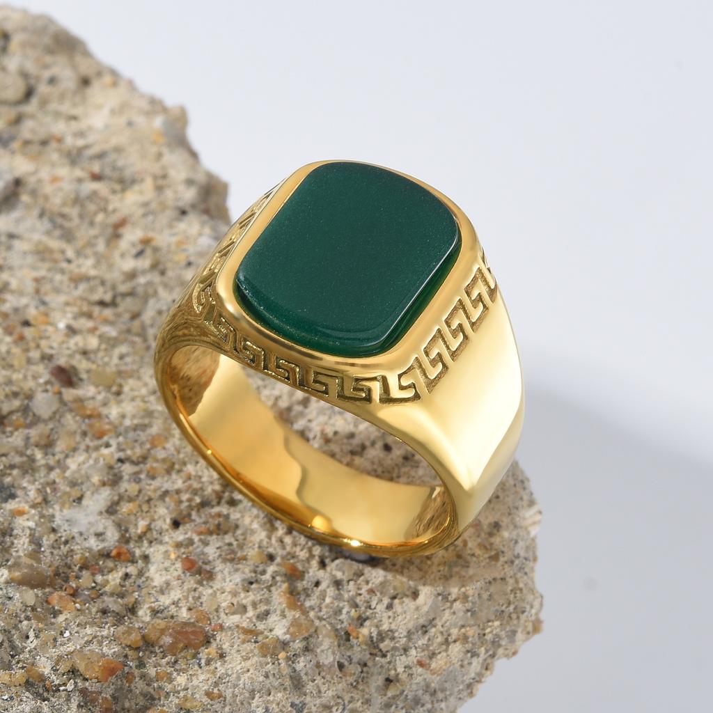 R3509 Men's High Quality 316LStainless Steel Onyx Gild Rings Classic  Trend Jewelry Product