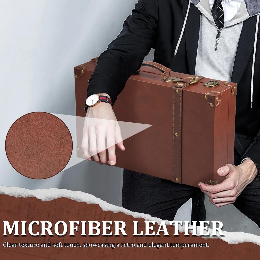 Vintage Wood Prop Suitcase Decorative Retro Photography Prop Luggage Wooden Storage Box Decoration for Travel Storage