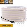 5V USB COB Neon LED Strip with Touch Dimmer/Switch 320LEDs/M IP68 Warm Natural White Flexible Rope Light Cabinet Room Decor 1-5M