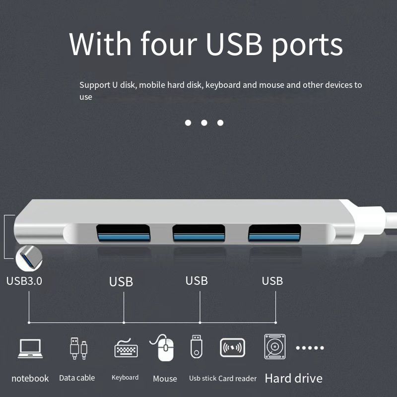 USB-A 3.0/2.0 Hub To Type C 5Gbps High Speed Transfer Data OTG Adapter Cable For Mobile Phone MacBook Pc Laptop Splitter 4 Ports