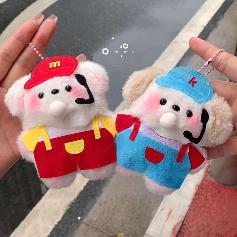Will Spit Bubbles Squeaking McDonald Pacha Dog Magnetic Hands Holding Hands Plush Doll Handmade Diy Material Pack Pendant