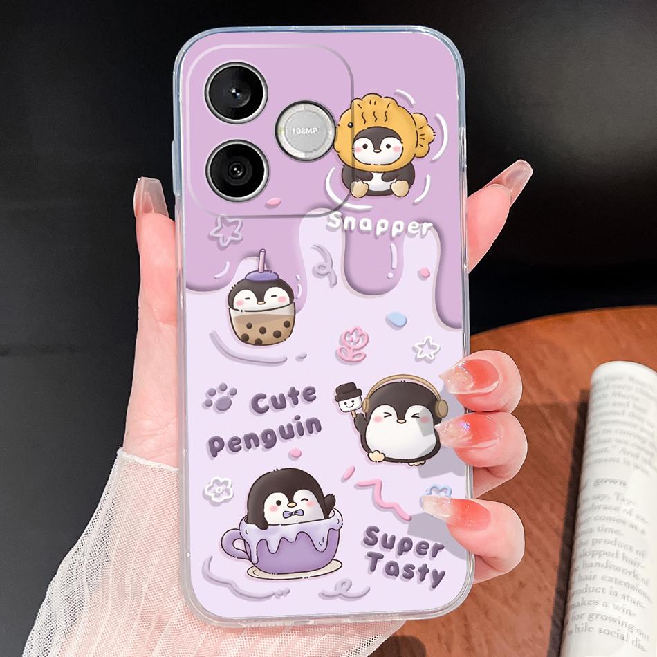 Phone Case For Honor 600 Lite 500 Smart 5G Cute Fish Bubble Phone Cover Soft Transparent Silicone Anti Slip Lightweight Funda