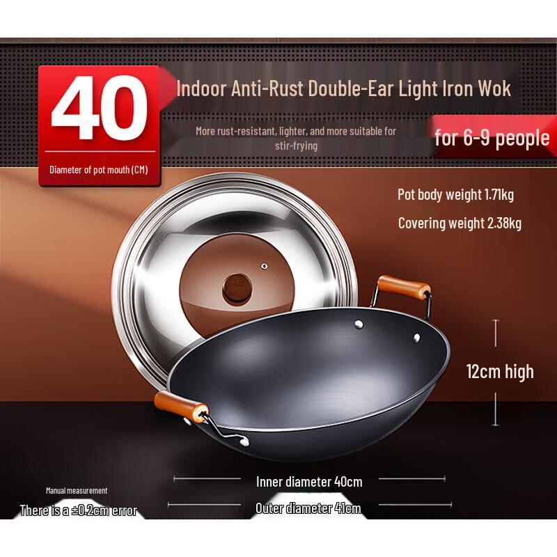 Yongduo Traditioneller vorgegarter Gusseisen-Wok