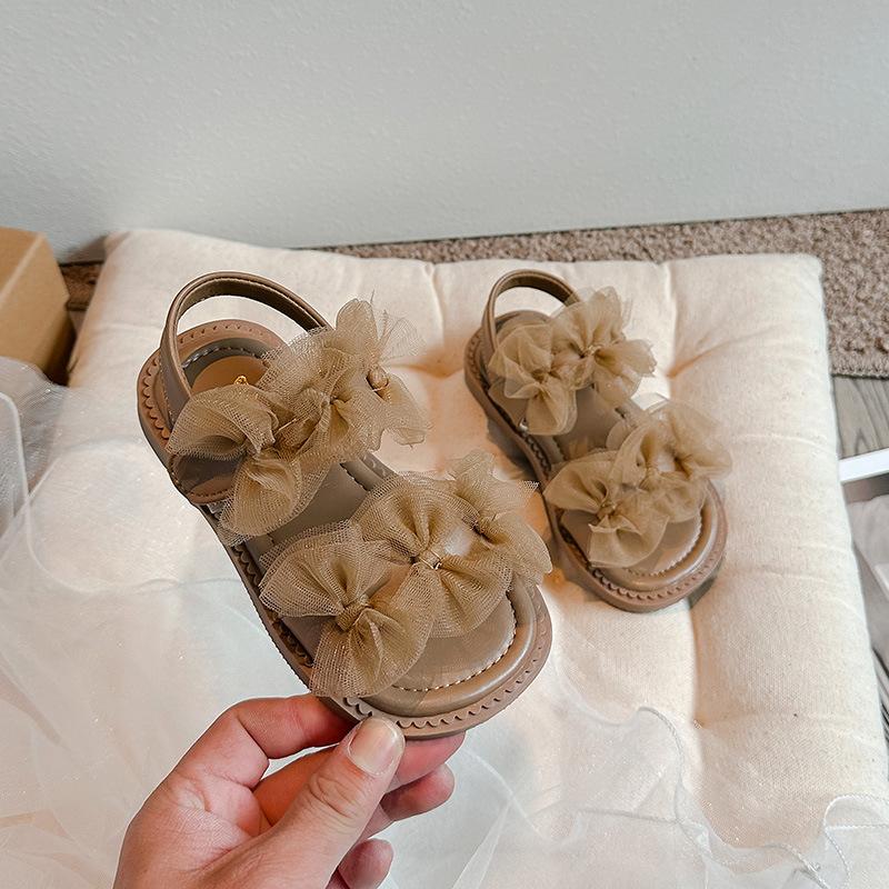 Girls  Sandals  Summer New Fairy Style Princess Sandals with Mesh Bow Kids Versatile Fashion Sweet Beach Shoes for Vacation 24
