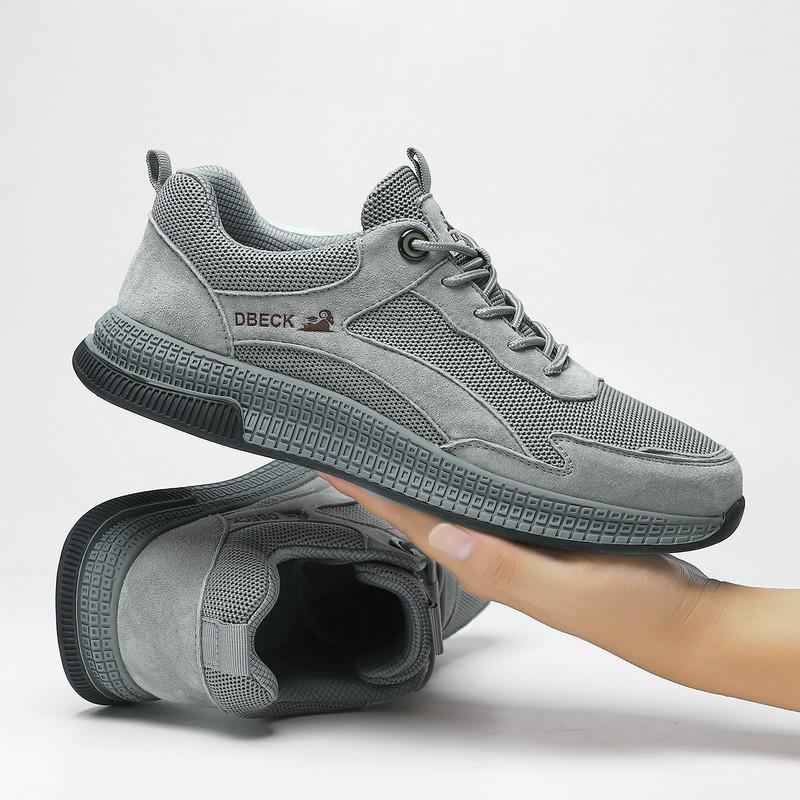 Autumn New Top Layer Leather Sneakers Men's Breathable Shoes Trendy All-Matching Outdoor Casual Shoes plus Size Men