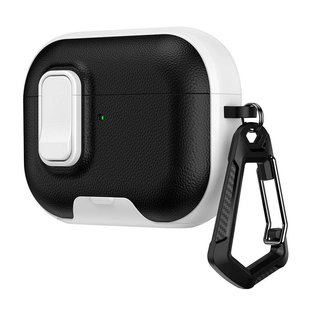 For AirPods Pro 3 Case with Stand Dual Color Texture TPU + PC Earphone Cover with Lock Buckle and Carabiner