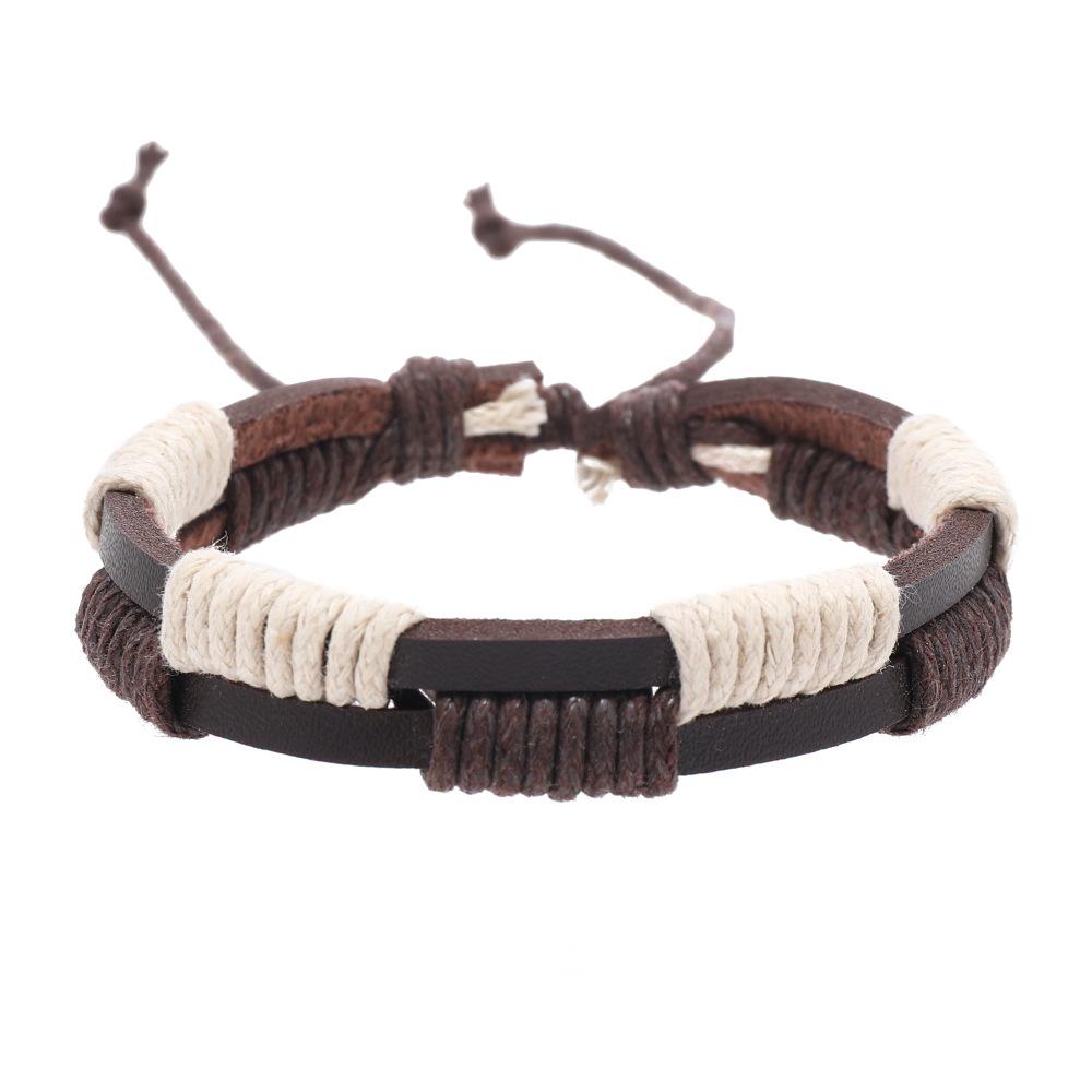 Handwoven Cross Design Bracelet for Men Adjustable Multilayer Minimalist Rope Wristband Stylish Boho Outdoor Sports Bracelet