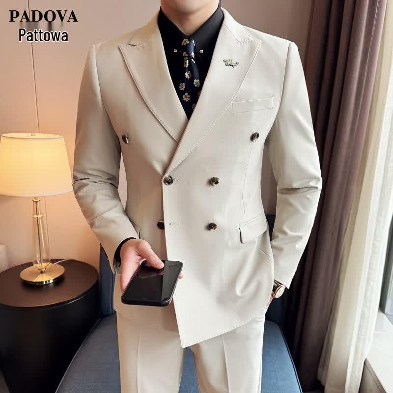 Patova Men s Slim Fit Double-Breasted Suit Jacket 34