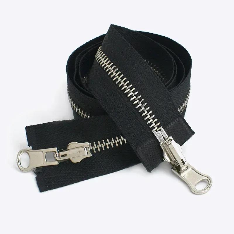 Meetee 5# 8# 70-100cm Open-End Rotary Metal Zipper Slider Double Sided Reversible Zippers Jacket Sewing Zip Repair Accessories