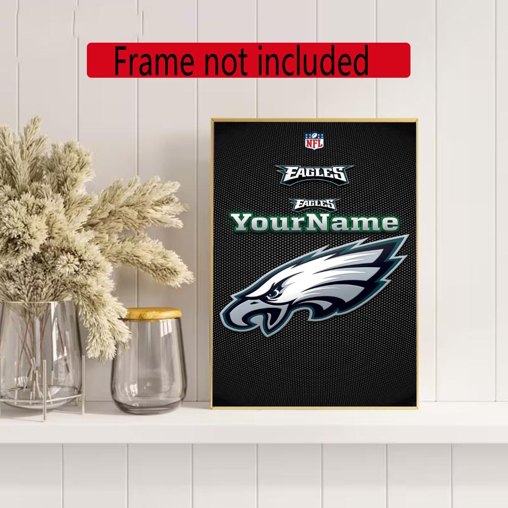 Philadelphia Eagles Personalized Text Diamond Painting Round Diamond Mosaic Rhinestones Diamond Embroidery Craft Kit Wall Decor Without Frame