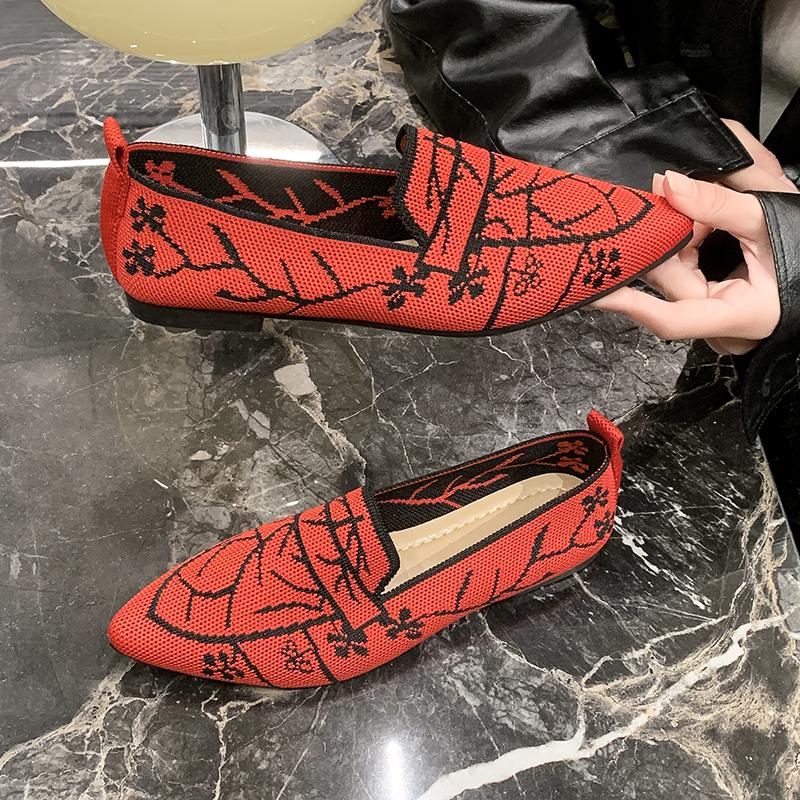 Fashion Spring New Single Shoe Women's Pointed Head Deep Mouth Mesh Cloth Breathable Soft Sole Anti-slip Wear-resistant Flat Shoes