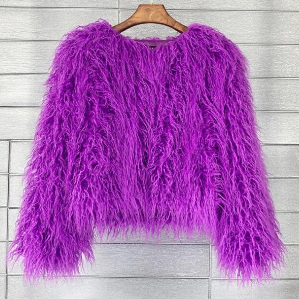 Women Faux Fur Coat Autumn Winter Fluffy Short Coat Faux Fur Jacket