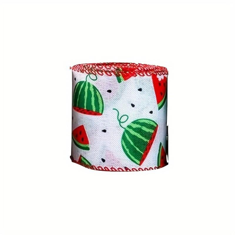 Charming Themed Watermelon Faux Linen Ribbons In Green Checkered Design For Festive Occasions