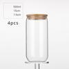 Reusable Glasses with Bamboo Lids and Glass Straw Beer Can Shaped Drinking Glasses Iced Coffee 2 Cleaning Brushes 17oz 4Pc Set