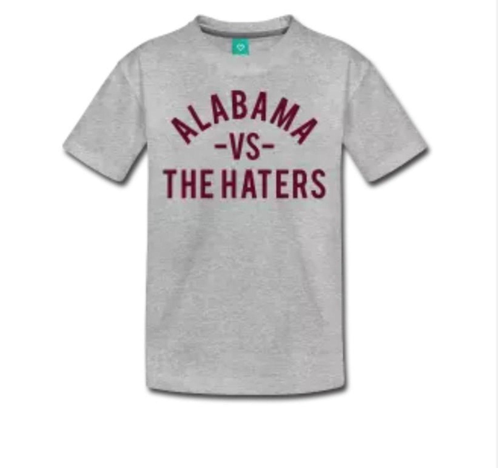 Alabama vs. the Haters Children s T-Shirt Design - Heather Grey Shirt with Burgundy Print L