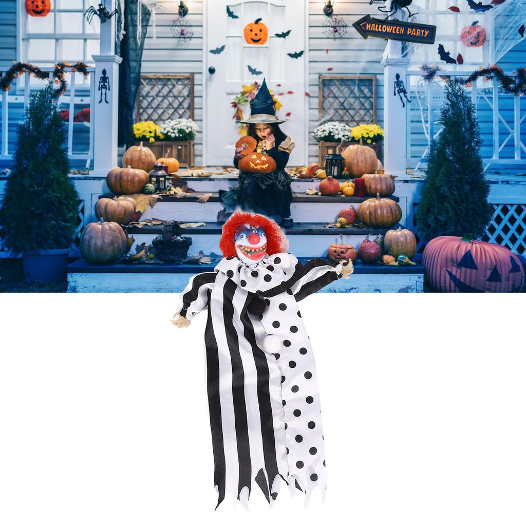 Halloween Clown Doll Scary Eerie Clown Doll Decoration Hanging Clown Doll Ornament for Horror Themed Activities