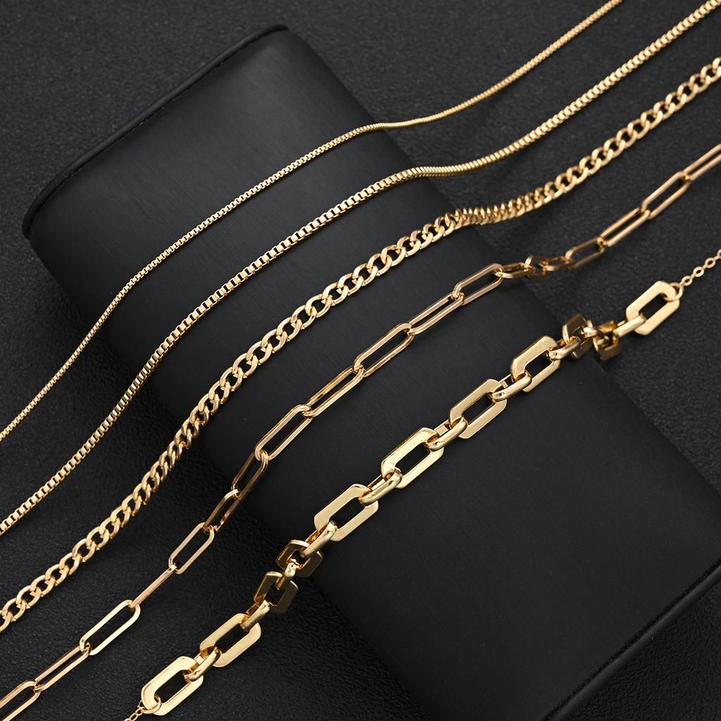 5pcs/Set Simple Braided Bead Chain Necklaces For Women Gold Color Layered Pendant Necklace Set Daily Party Wear Jewelry Gift New