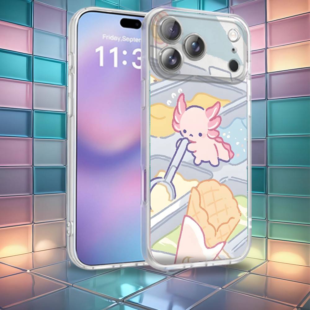 Cartoon Axolotl süß Für iPhone 17,12,11,14,13,15,16,Plus,Air,Pro,Max,E,Mini für Magsafe Magnetische Mattierte Handyhülle iPhone16plus green