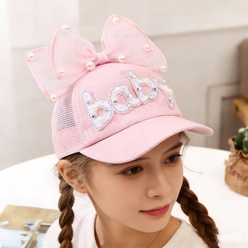 Cappello estivo traspirante in rete per bambini con visiera a becco d'anatra e protezione solare da principessa