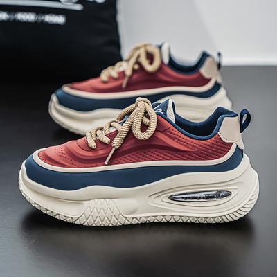 New Men Genuine Leather Casual Shoes Fashionable Sneakers Thick Sole Shoes Double Cushion High Quality Walking Style Sneakers