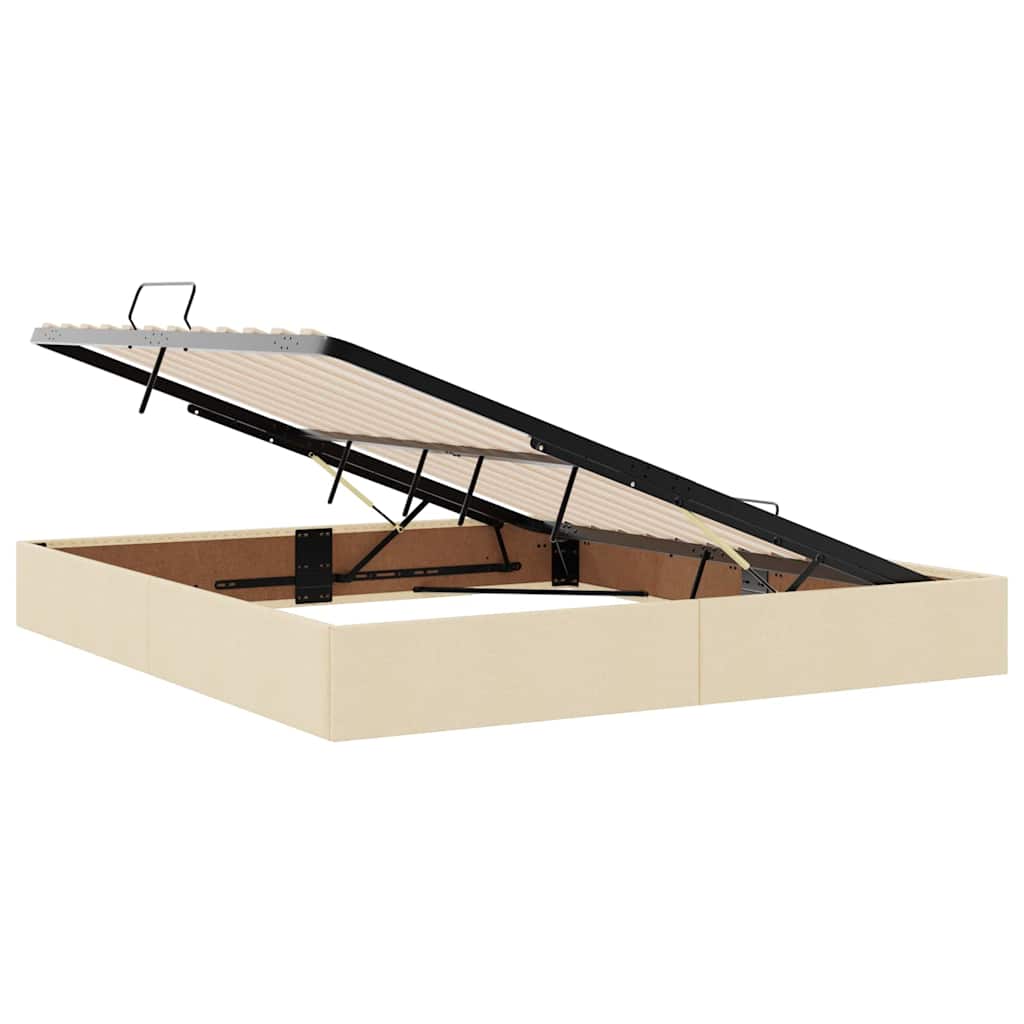 Storage Bed with Mattress Cream 160 X 200 Cm Polyester