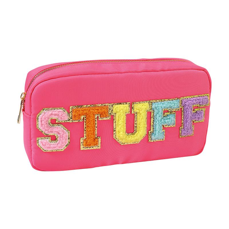 Hot Letter Patches Transparent PVC Cosmetic Bag Clutch Women Clear Travel Make up Cosmetic Bag Pouches Stuff Makeup Toiletry Bag