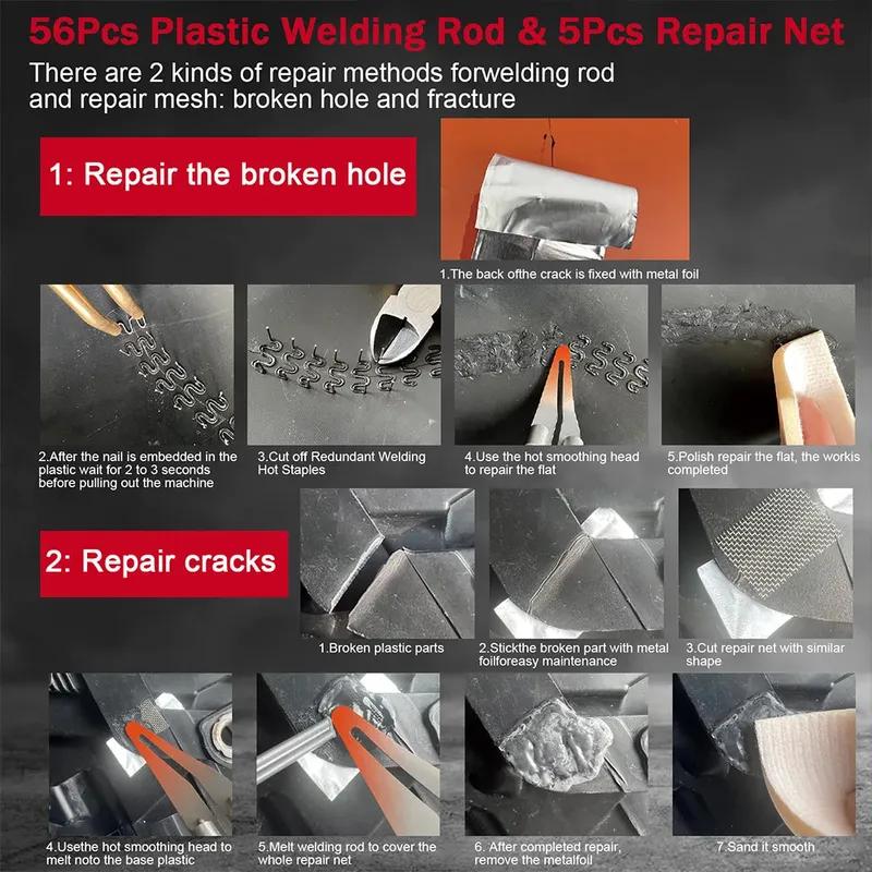Upgraded 200W Plastic Welder, 2in1 Plastic Welding Kit Plastic Repair Welder Hot Stapler Soldering Gun Car Bumper Plastic Repair