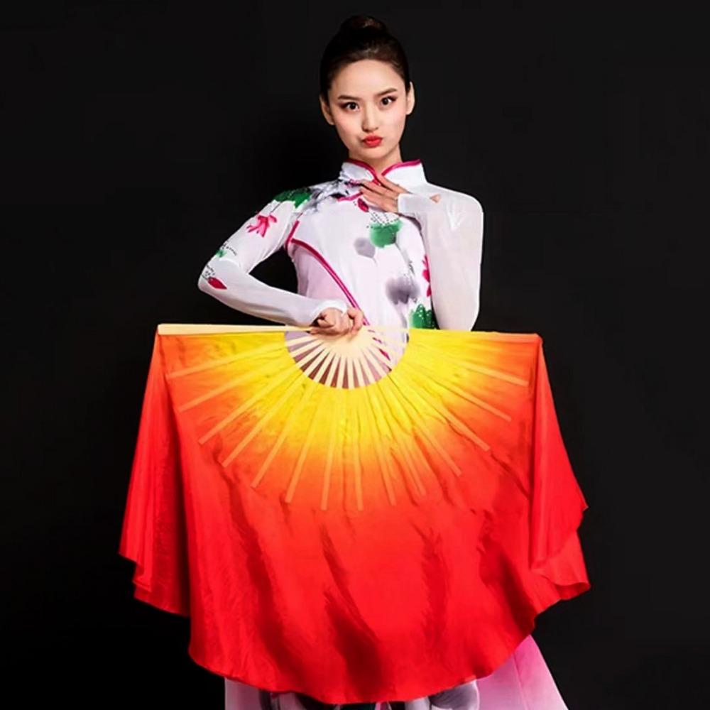 Colorful Chinese Short Bellydance Fan Hand Dye Adults Fan  Veil Pairs Yangko Dance Tools
